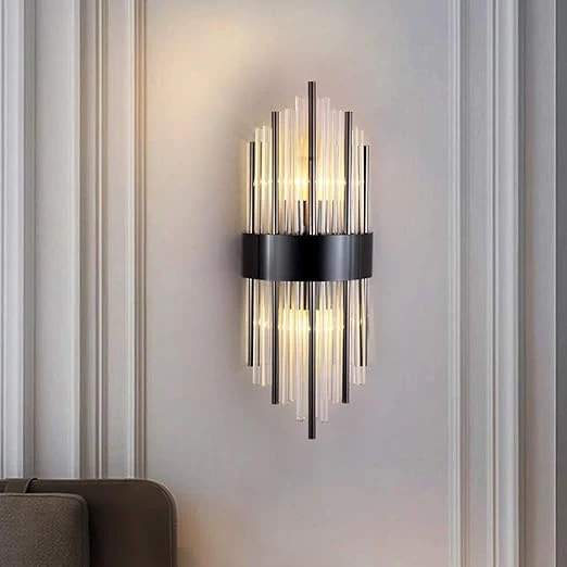 Applique murale de luxe en tube de cristal et métal doré ou noir - Image 6
