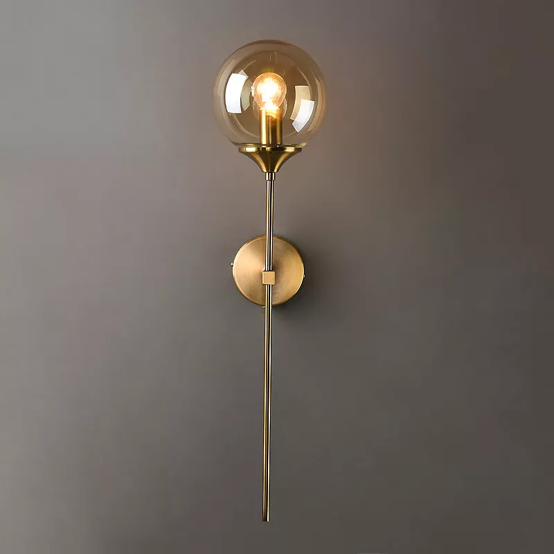 Applique murale métallique dorée avec boule en verre, gris fumé ou transparent - Image 10