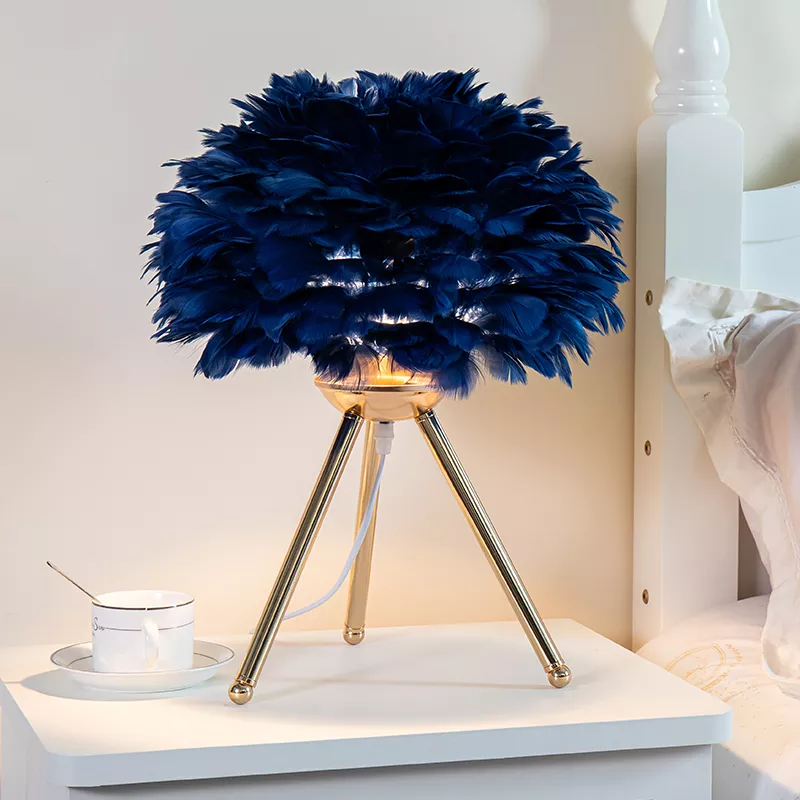 Lampe de chevet en plume d’oie et pieds en métal au style moderne et romantique - Image 4