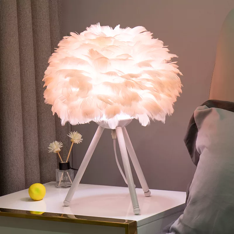 Lampe de chevet en plume d’oie et pieds en métal au style moderne et romantique - Image 7