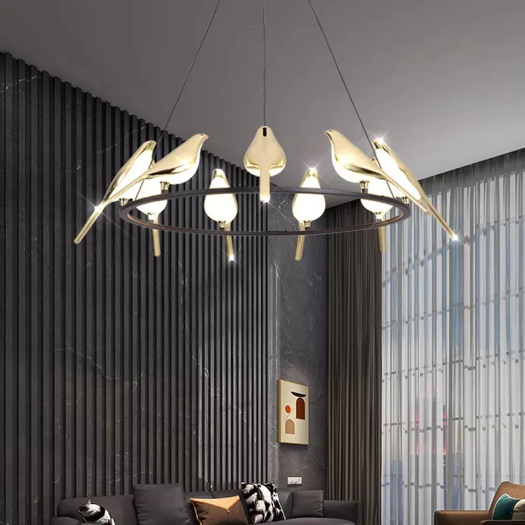 Lustre LED design oiseaux dorés - Image 6