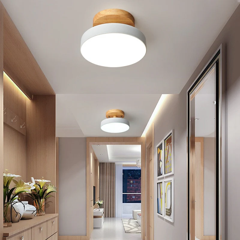 Plafonnier à LED rond en bois au design vintage et nordique - Image 4