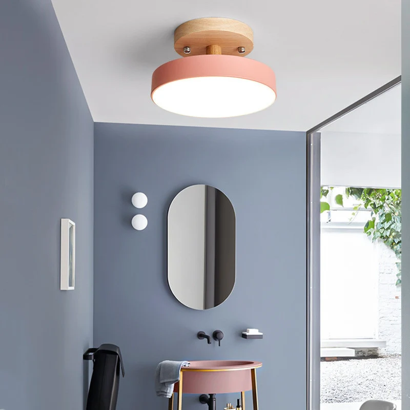 Plafonnier à LED rond en bois au design vintage et nordique - Image 5