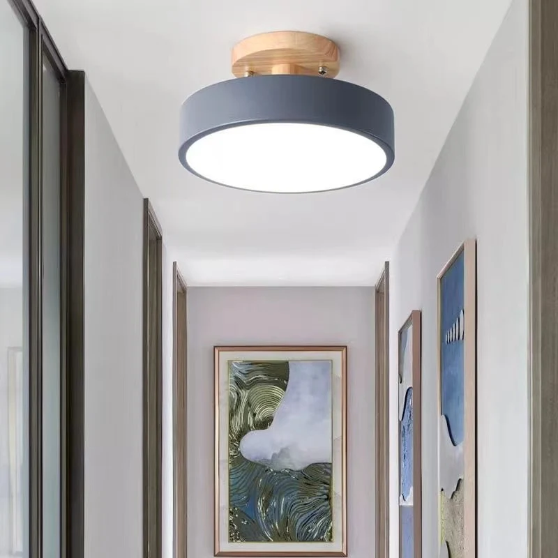 Plafonnier à LED rond en bois au design vintage et nordique - Image 6