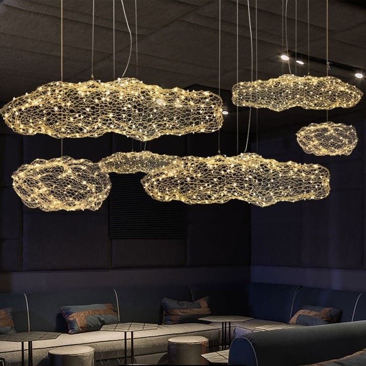 Lustre en forme de nuage, en maille métallique or ou argent - Image 5