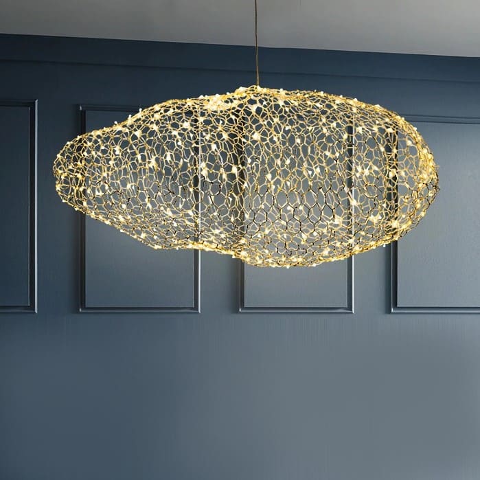 Lustre en forme de nuage, en maille métallique or ou argent - Image 8